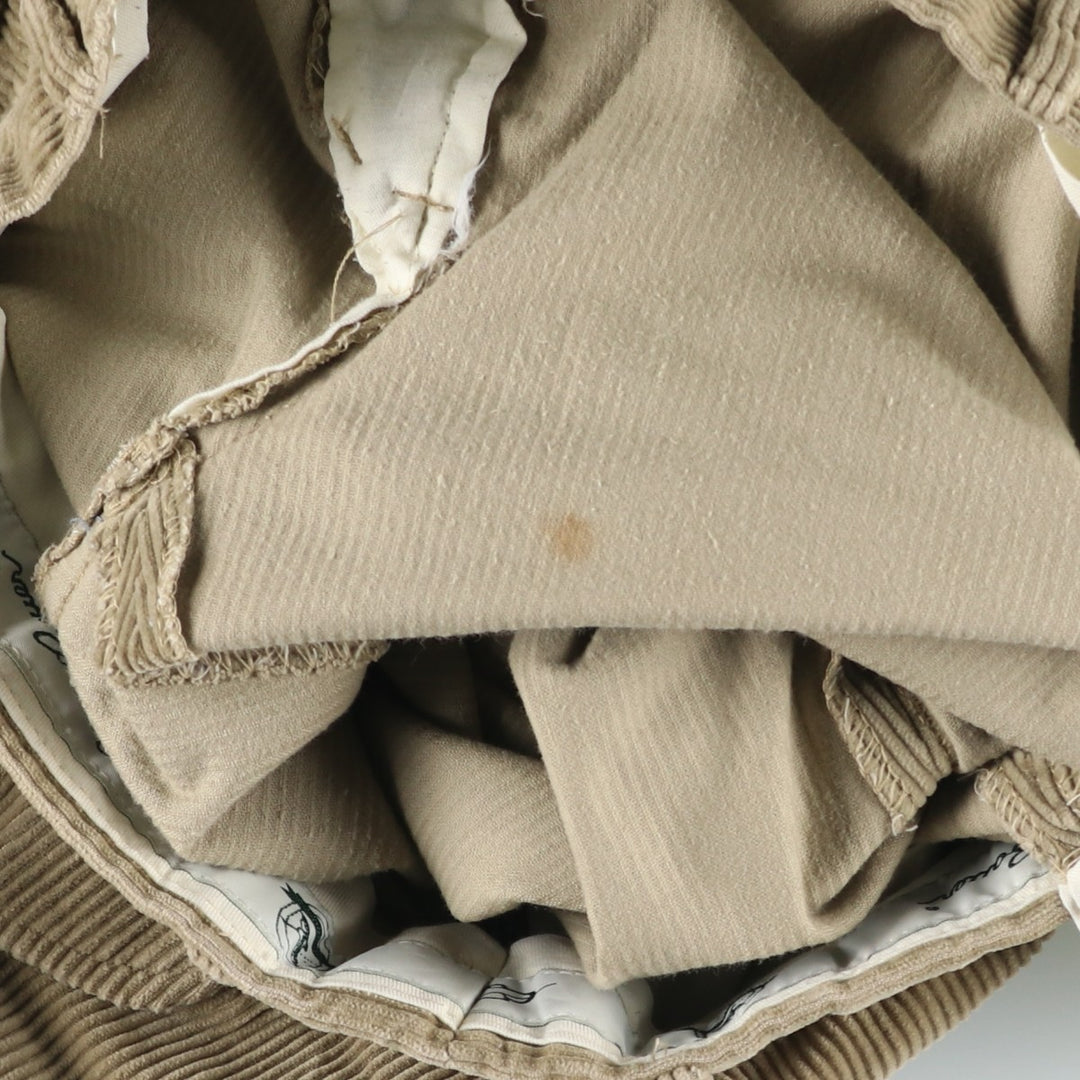 80s-90'S Eddie Bauer Black Tag Two-Pleated Wide-Rib Corduroy Pants Men's Size 34 cotton Beige type Vintage Second Hand