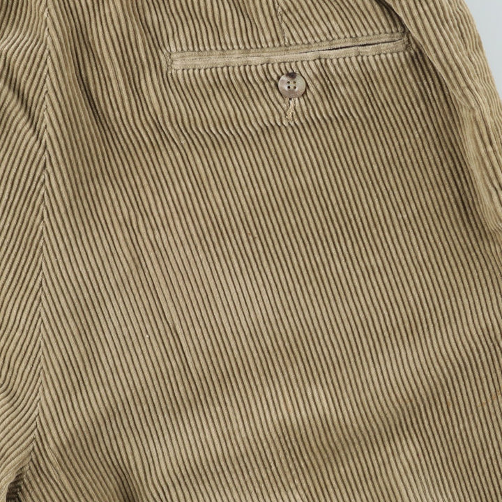 80s-90'S Eddie Bauer Black Tag Two-Pleated Wide-Rib Corduroy Pants Men's Size 34 cotton Beige type Vintage Second Hand