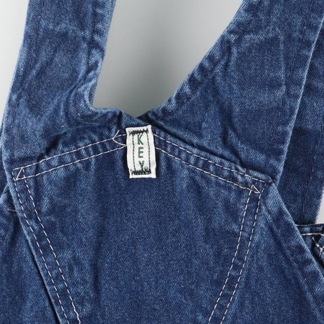 90'S Key Men's Vintage Denim Overalls, Size W35 cotton blue type Vintage Second Hand