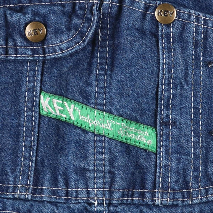 90'S Key Men's Vintage Denim Overalls, Size W35 cotton blue type Vintage Second Hand