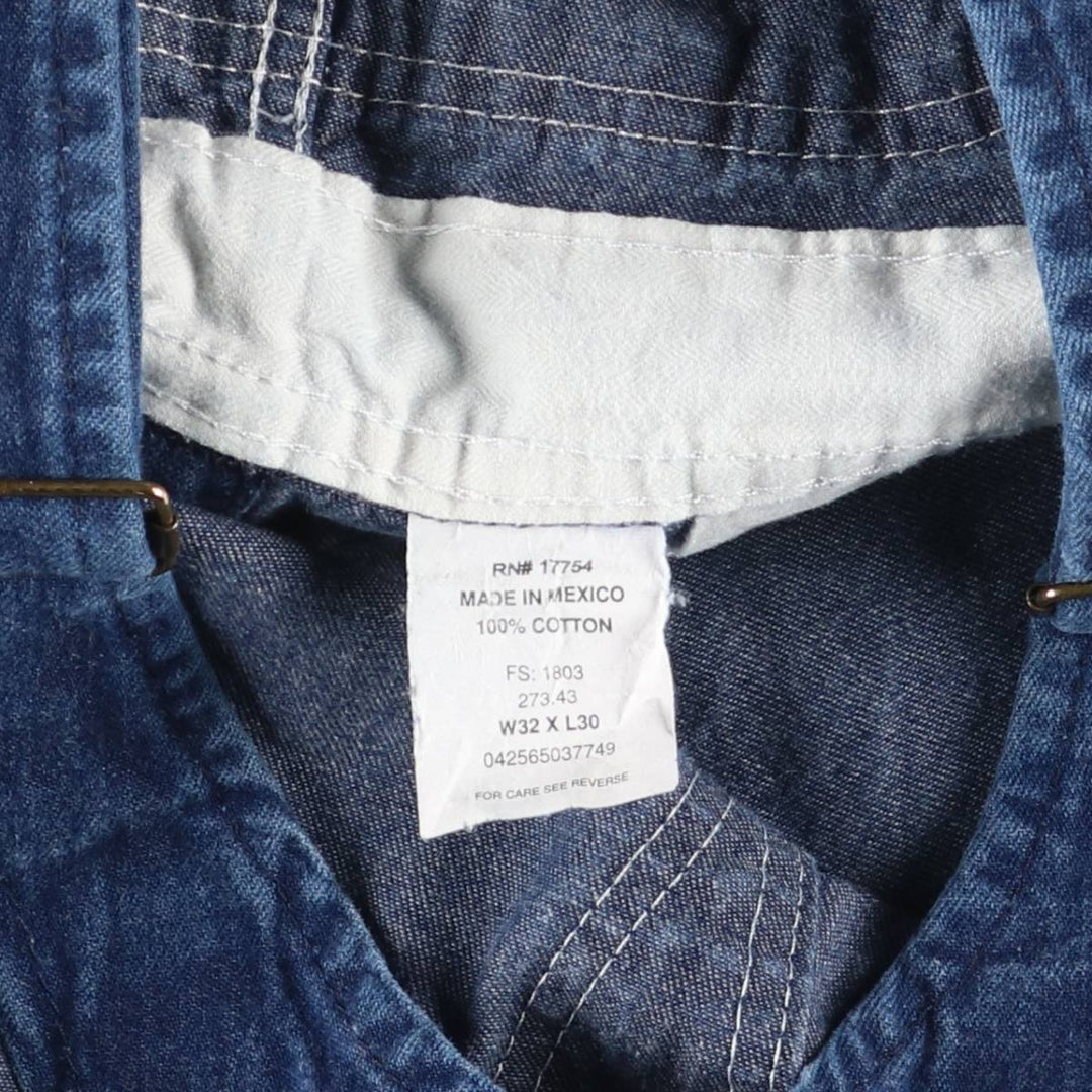 90'S Key Men's Vintage Denim Overalls, Size W35 cotton blue type Vintage Second Hand