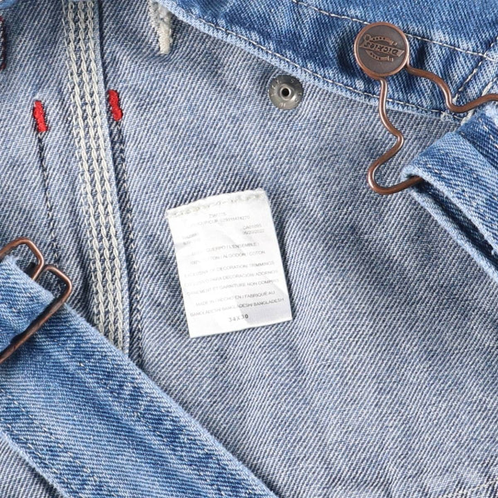 Dickies denim overalls for men, equivalent to W38 cotton blue type Vintage Second Hand