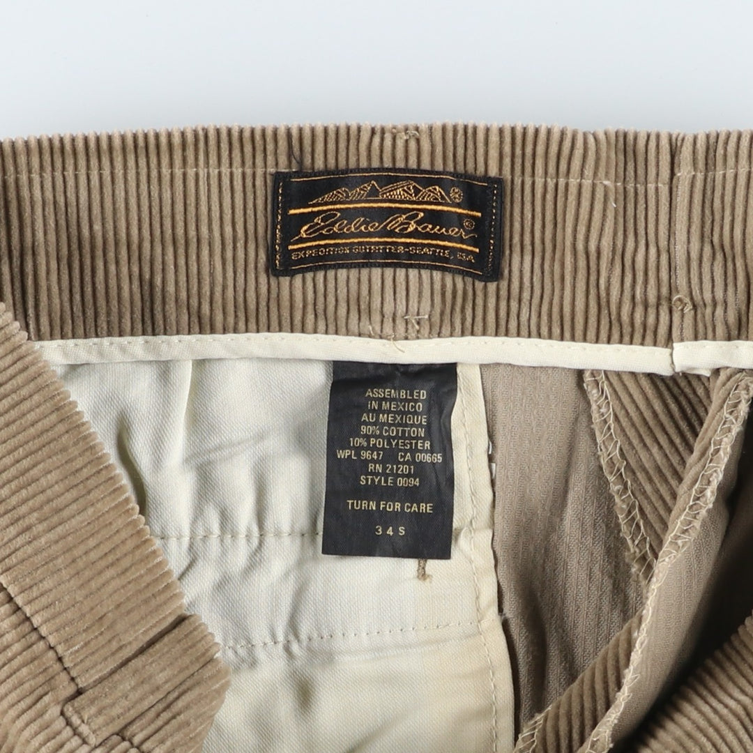 Vintage 70s-80'S Eddie Bauer corduroy pants with black tag, men's size W34. cotton Beige type Vintage Second Hand