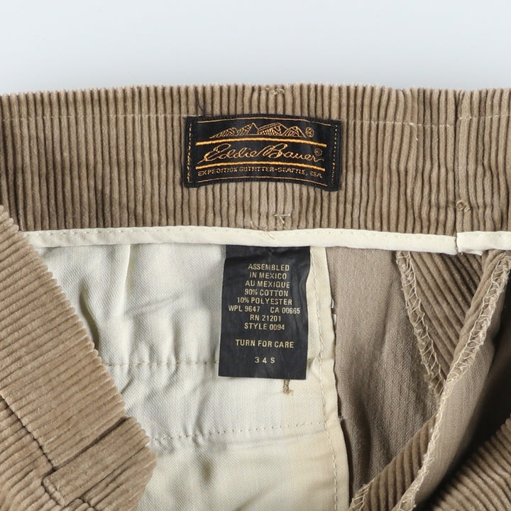 Vintage 70s-80'S Eddie Bauer corduroy pants with black tag, men's size W34. cotton Beige type Vintage Second Hand