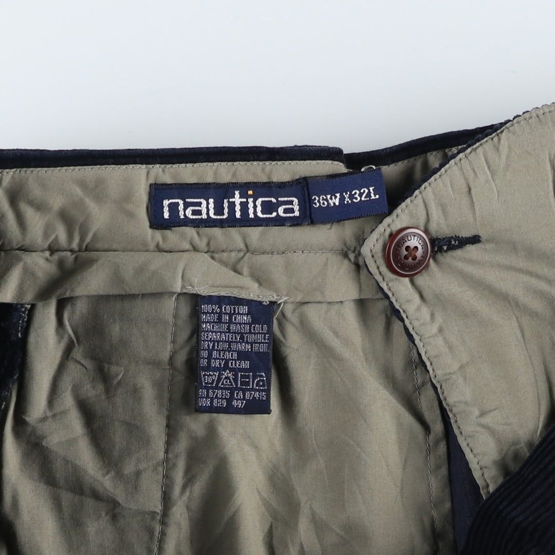 90'S Nautica Two-pleat Corduroy Pants, Men's, Vintage, Size 36 cotton navy blue type Vintage Second Hand