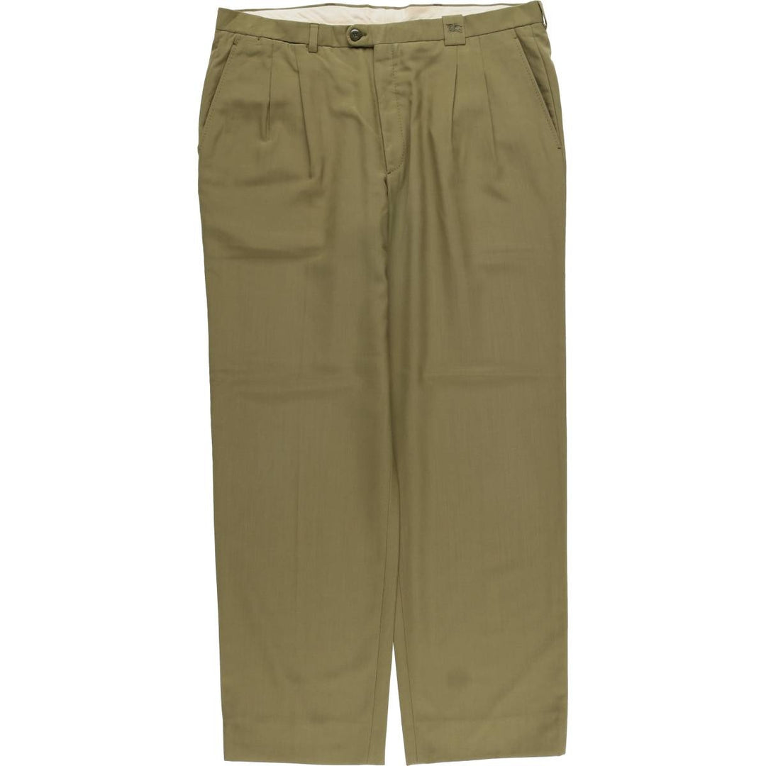 Burberry's London two-pleat wool trousers/slacks, men's size W37 (approx.) wool Khaki type sage green Vintage Second Hand