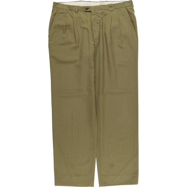 Burberry's London two-pleat wool trousers/slacks, men's size W37 (approx.) wool Khaki type sage green Vintage Second Hand