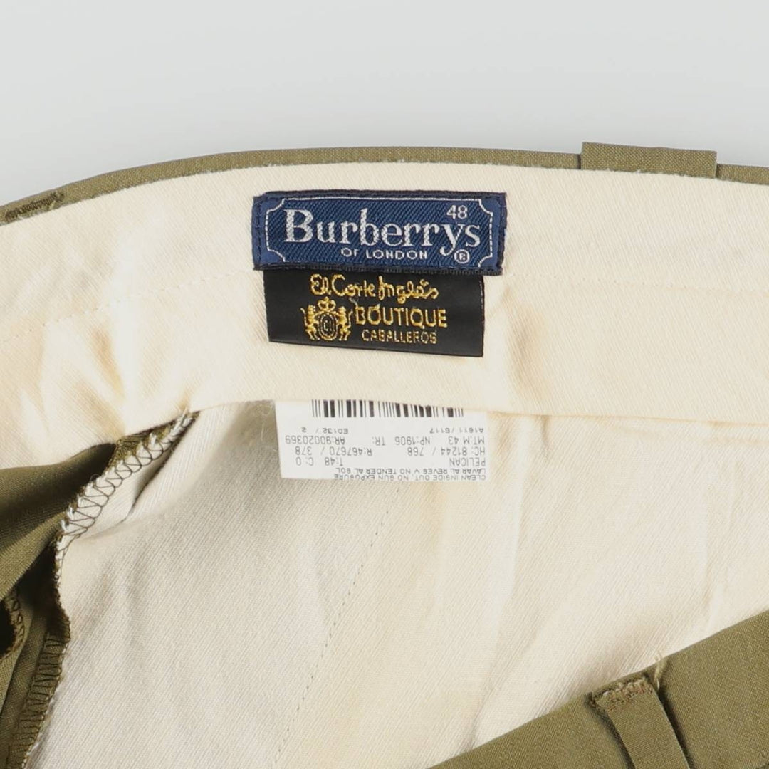 Burberry's London two-pleat wool trousers/slacks, men's size W37 (approx.) wool Khaki type sage green Vintage Second Hand
