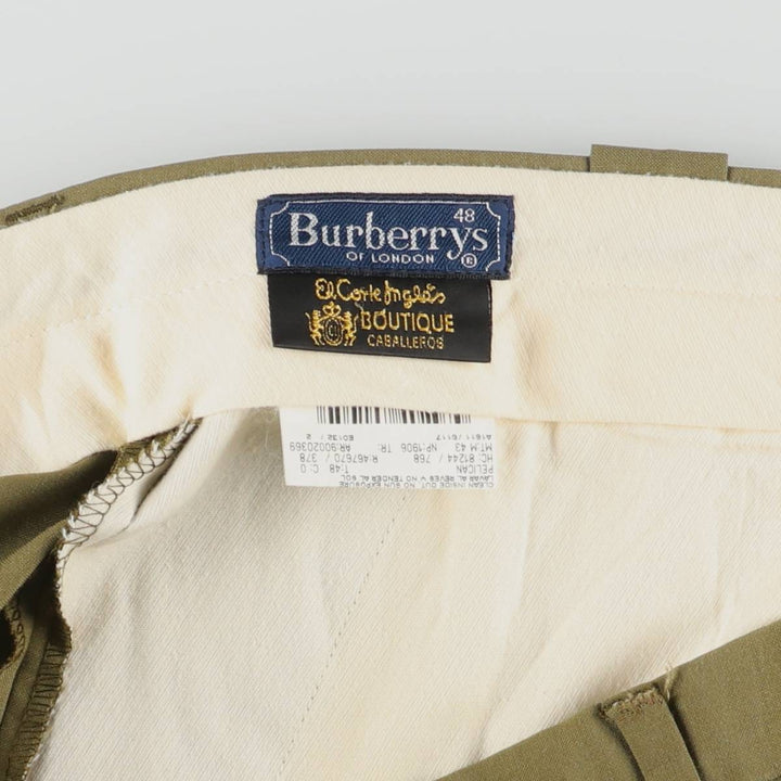 Burberry's London two-pleat wool trousers/slacks, men's size W37 (approx.) wool Khaki type sage green Vintage Second Hand