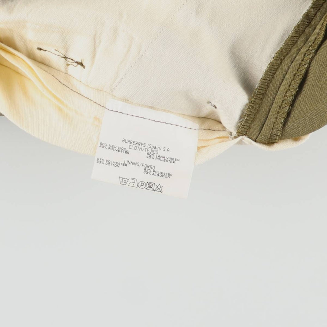 Burberry's London two-pleat wool trousers/slacks, men's size W37 (approx.) wool Khaki type sage green Vintage Second Hand