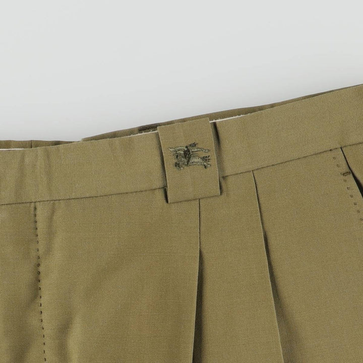 Burberry's London two-pleat wool trousers/slacks, men's size W37 (approx.) wool Khaki type sage green Vintage Second Hand
