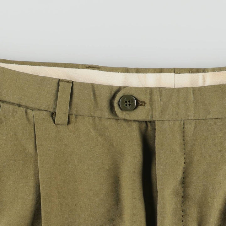 Burberry's London two-pleat wool trousers/slacks, men's size W37 (approx.) wool Khaki type sage green Vintage Second Hand