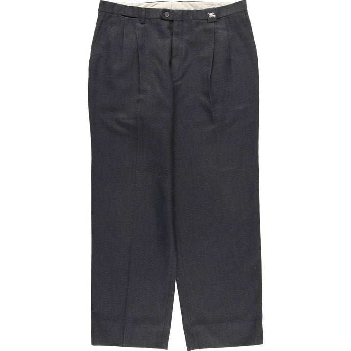 Burberry's BURBERRYS OF LONDON two-pleat wool trousers/slacks, made in Spain, men's size W36 (approx.) wool Charcoal Vintage Second Hand