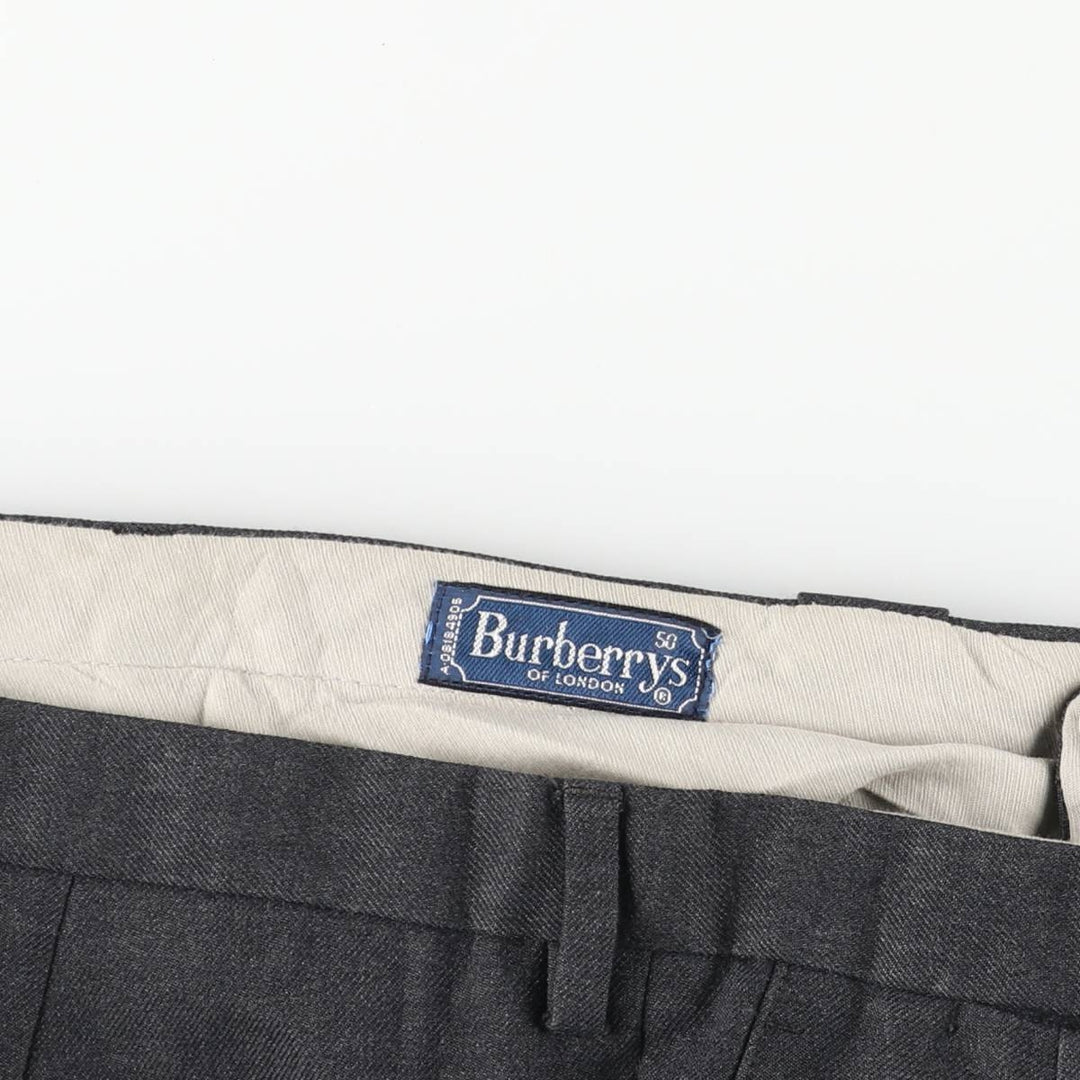 Burberry's BURBERRYS OF LONDON two-pleat wool trousers/slacks, made in Spain, men's size W36 (approx.) wool Charcoal Vintage Second Hand