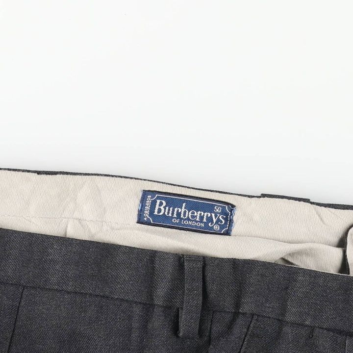 Burberry's BURBERRYS OF LONDON two-pleat wool trousers/slacks, made in Spain, men's size W36 (approx.) wool Charcoal Vintage Second Hand