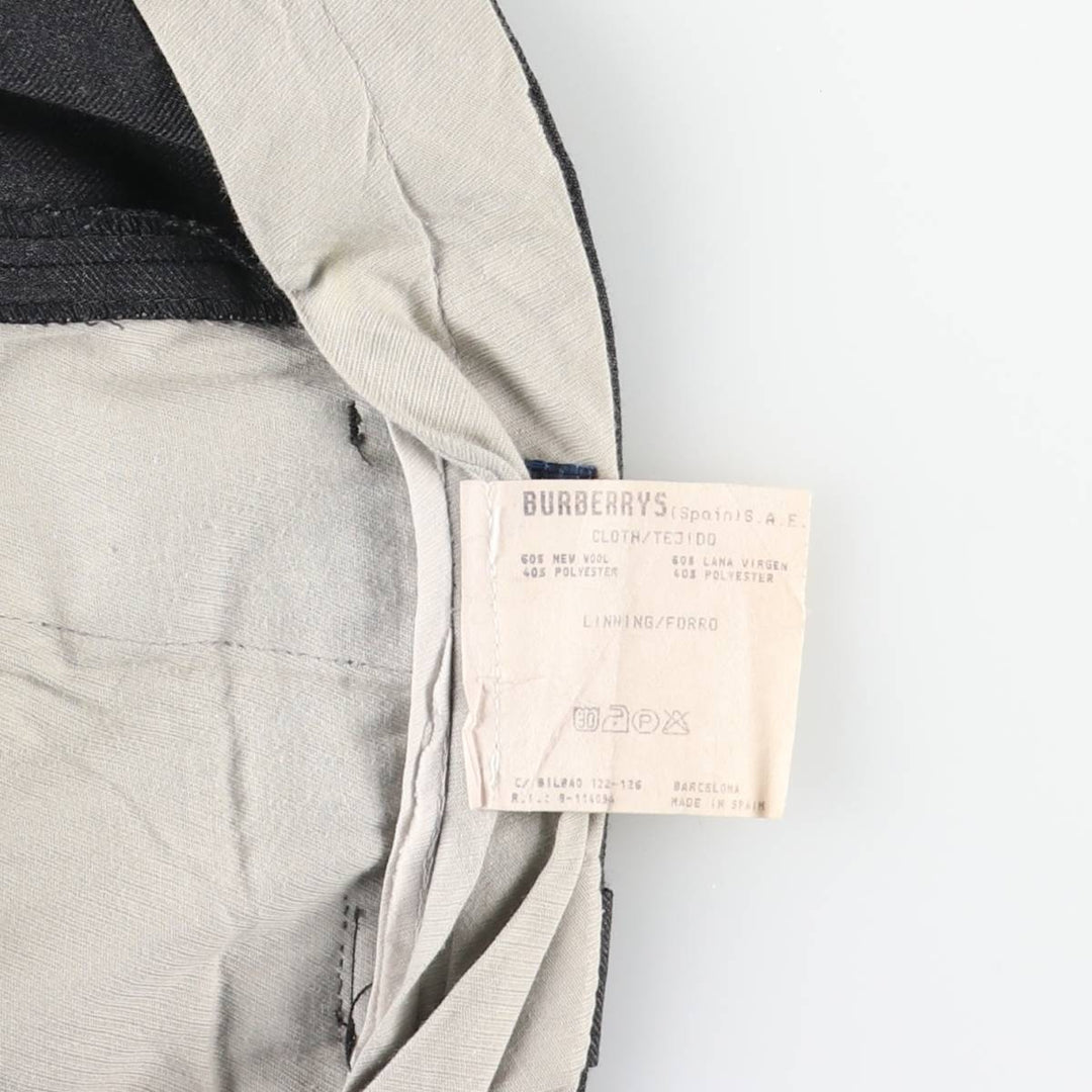 Burberry's BURBERRYS OF LONDON two-pleat wool trousers/slacks, made in Spain, men's size W36 (approx.) wool Charcoal Vintage Second Hand