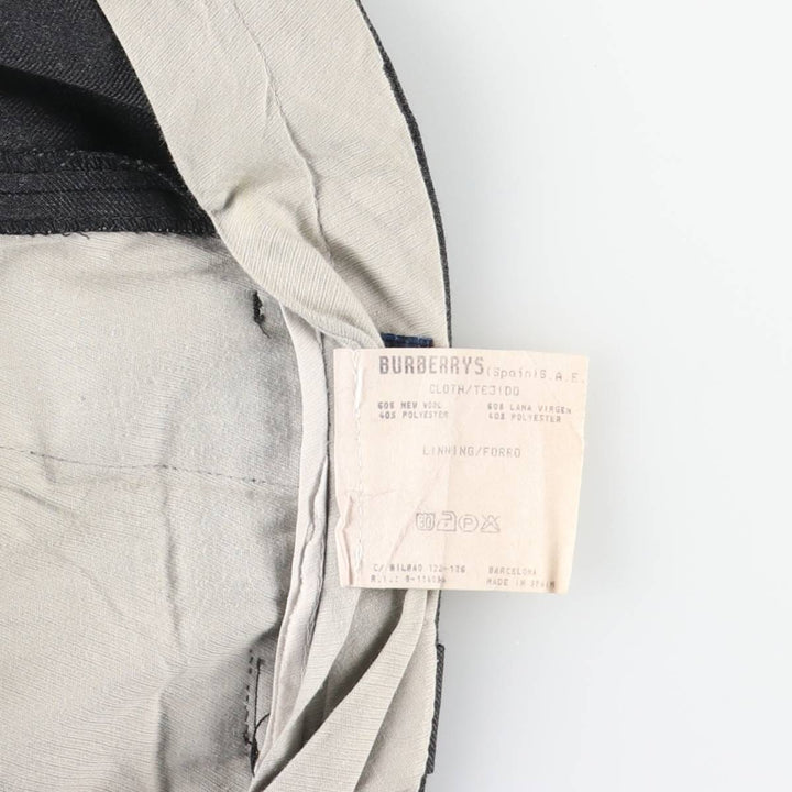 Burberry's BURBERRYS OF LONDON two-pleat wool trousers/slacks, made in Spain, men's size W36 (approx.) wool Charcoal Vintage Second Hand