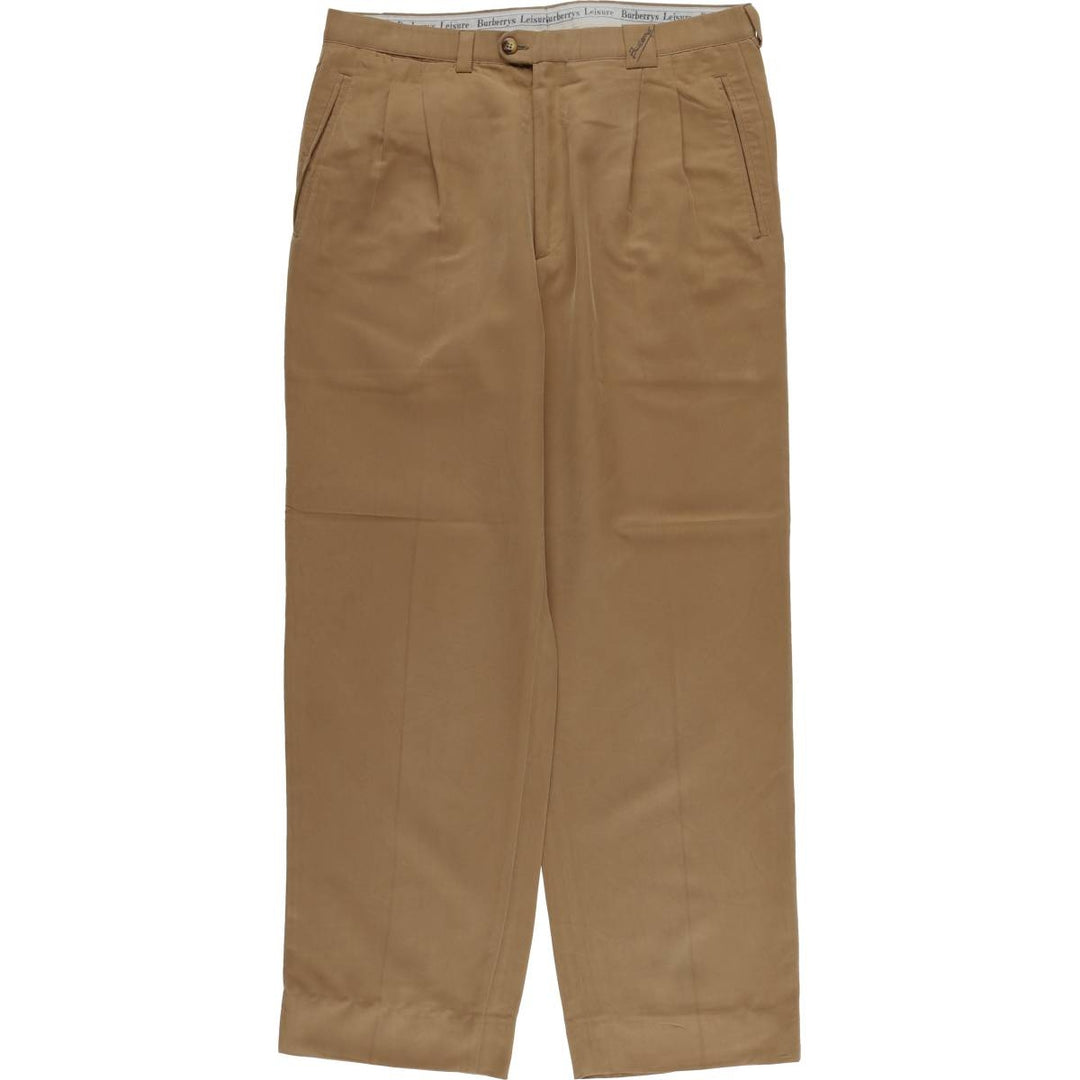 Burberry's LEISURE two-pleat slacks, men's size W33 (approx.) Rayon brown type Vintage Second Hand