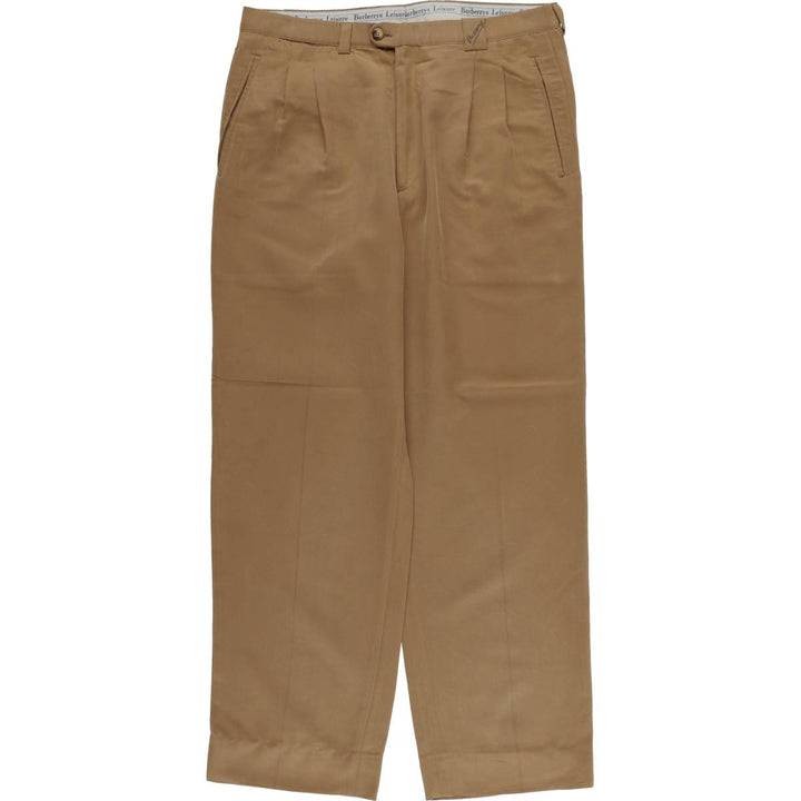 Burberry's LEISURE two-pleat slacks, men's size W33 (approx.) Rayon brown type Vintage Second Hand