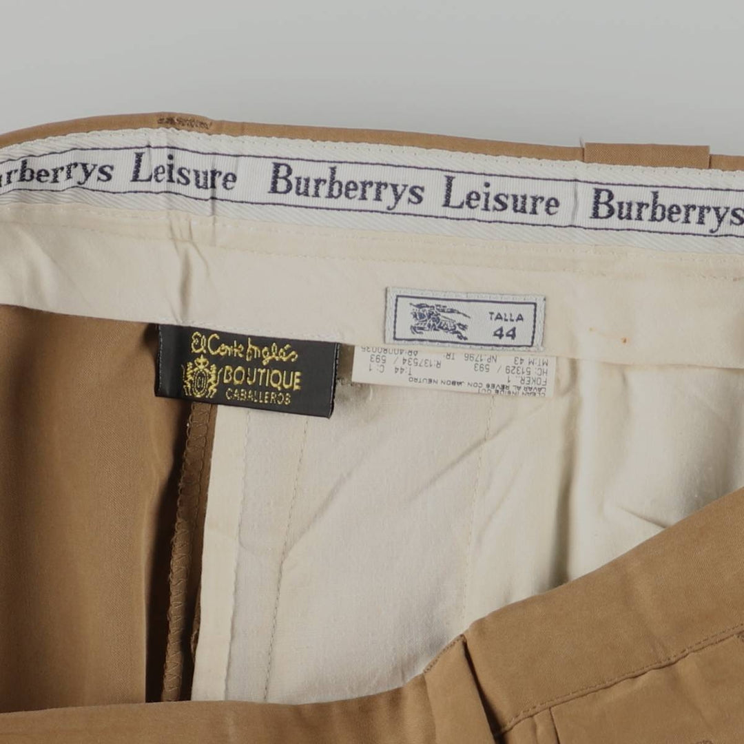 Burberry's LEISURE two-pleat slacks, men's size W33 (approx.) Rayon brown type Vintage Second Hand