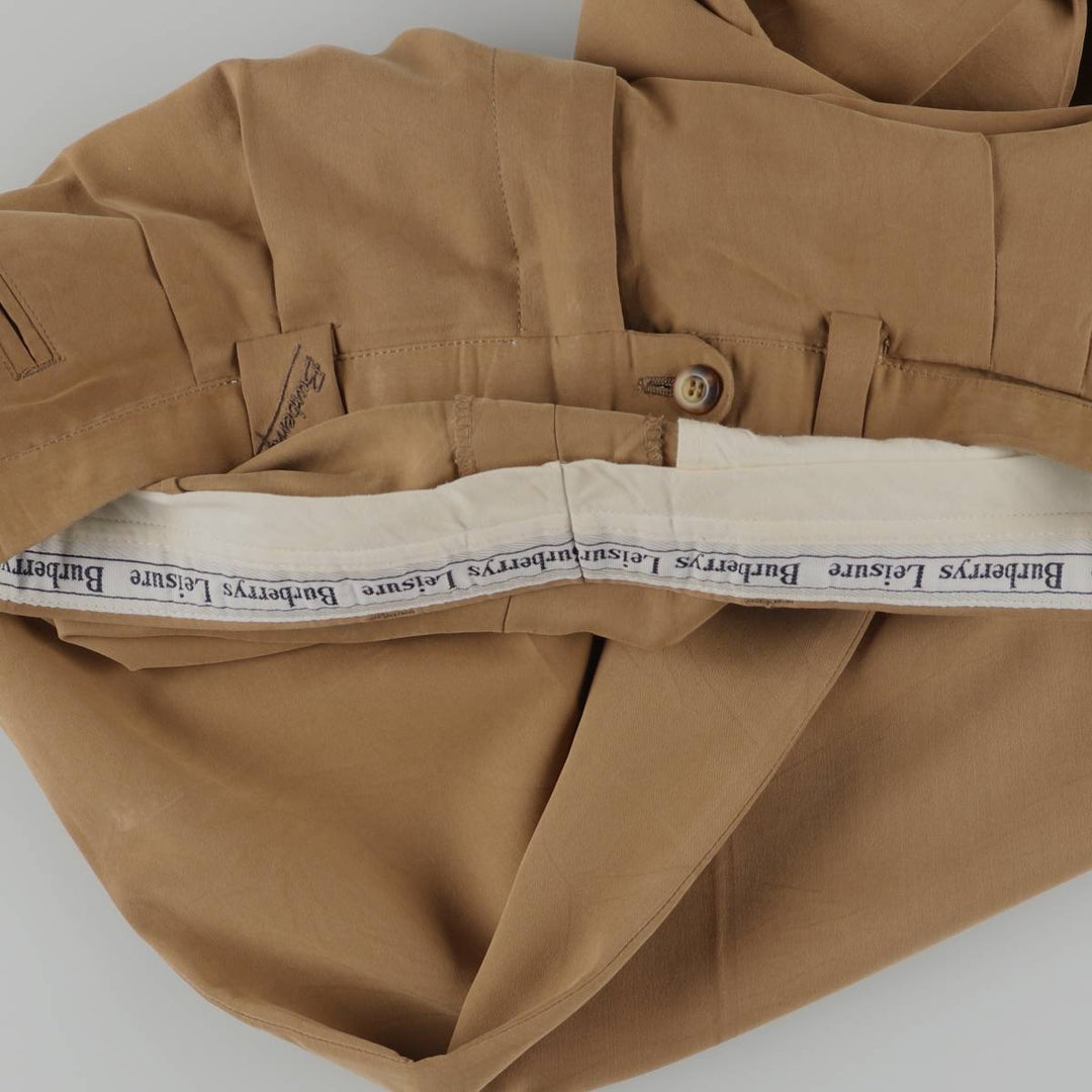 Burberry's LEISURE two-pleat slacks, men's size W33 (approx.) Rayon brown type Vintage Second Hand