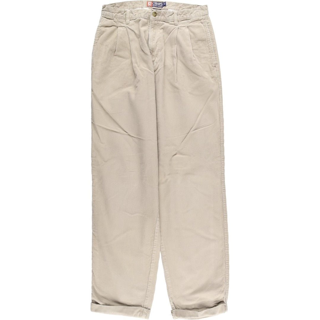 Ralph Lauren Chaps Two-pleat Corduroy Pants Men's Size W30 cotton Beige type Vintage Second Hand