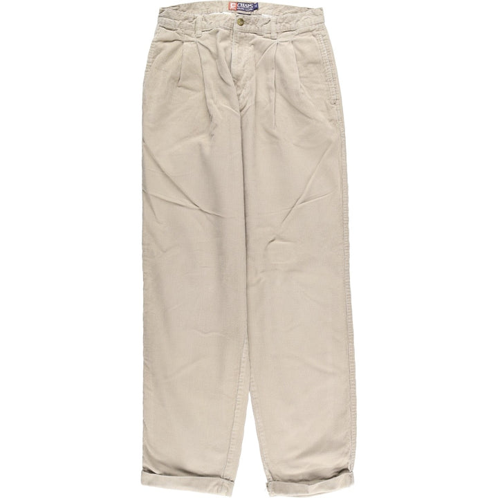 Ralph Lauren Chaps Two-pleat Corduroy Pants Men's Size W30 cotton Beige type Vintage Second Hand