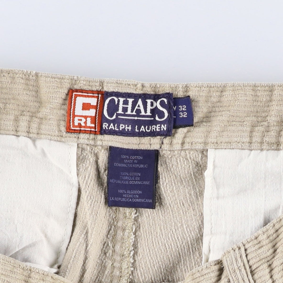 Ralph Lauren Chaps Two-pleat Corduroy Pants Men's Size W30 cotton Beige type Vintage Second Hand