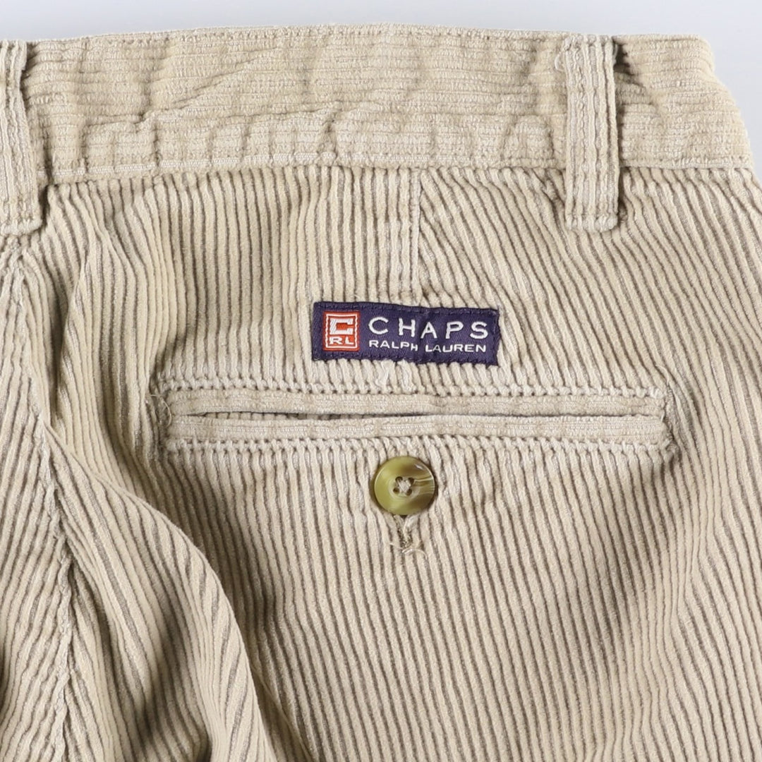 Ralph Lauren Chaps Two-pleat Corduroy Pants Men's Size W30 cotton Beige type Vintage Second Hand
