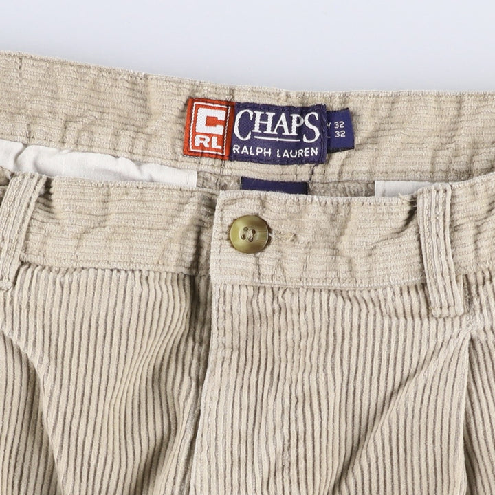 Ralph Lauren Chaps Two-pleat Corduroy Pants Men's Size W30 cotton Beige type Vintage Second Hand