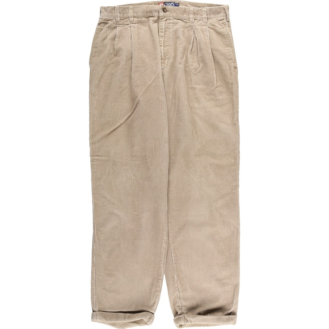 90'S Ralph Lauren CHAPS Two-pleat Corduroy Pants Men's W35 Vintage cotton beige type brown Vintage Second Hand