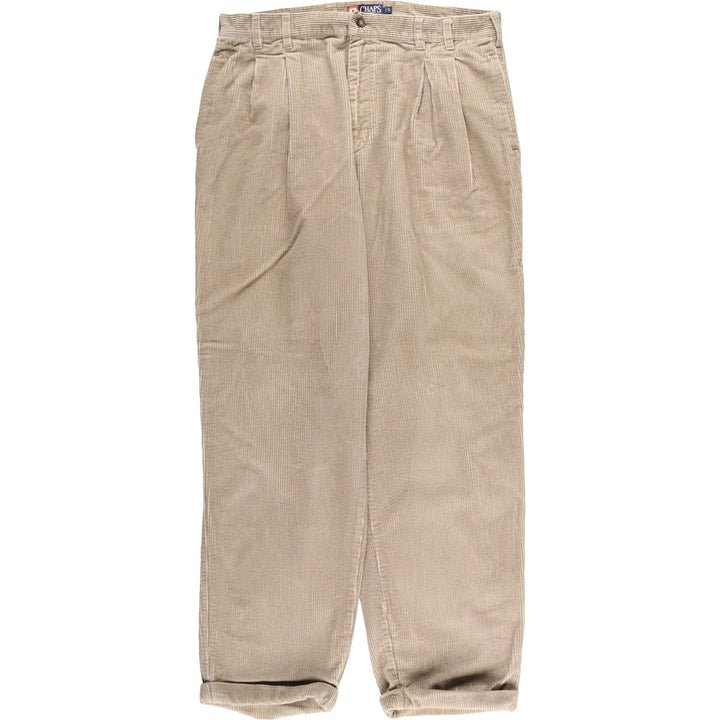 90'S Ralph Lauren CHAPS Two-pleat Corduroy Pants Men's W35 Vintage cotton beige type brown Vintage Second Hand