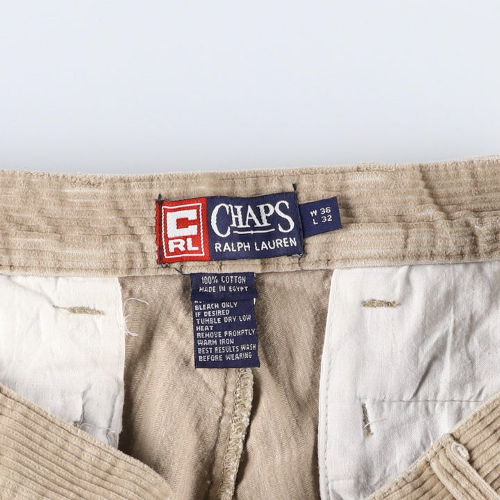90'S Ralph Lauren CHAPS Two-pleat Corduroy Pants Men's W35 Vintage cotton beige type brown Vintage Second Hand