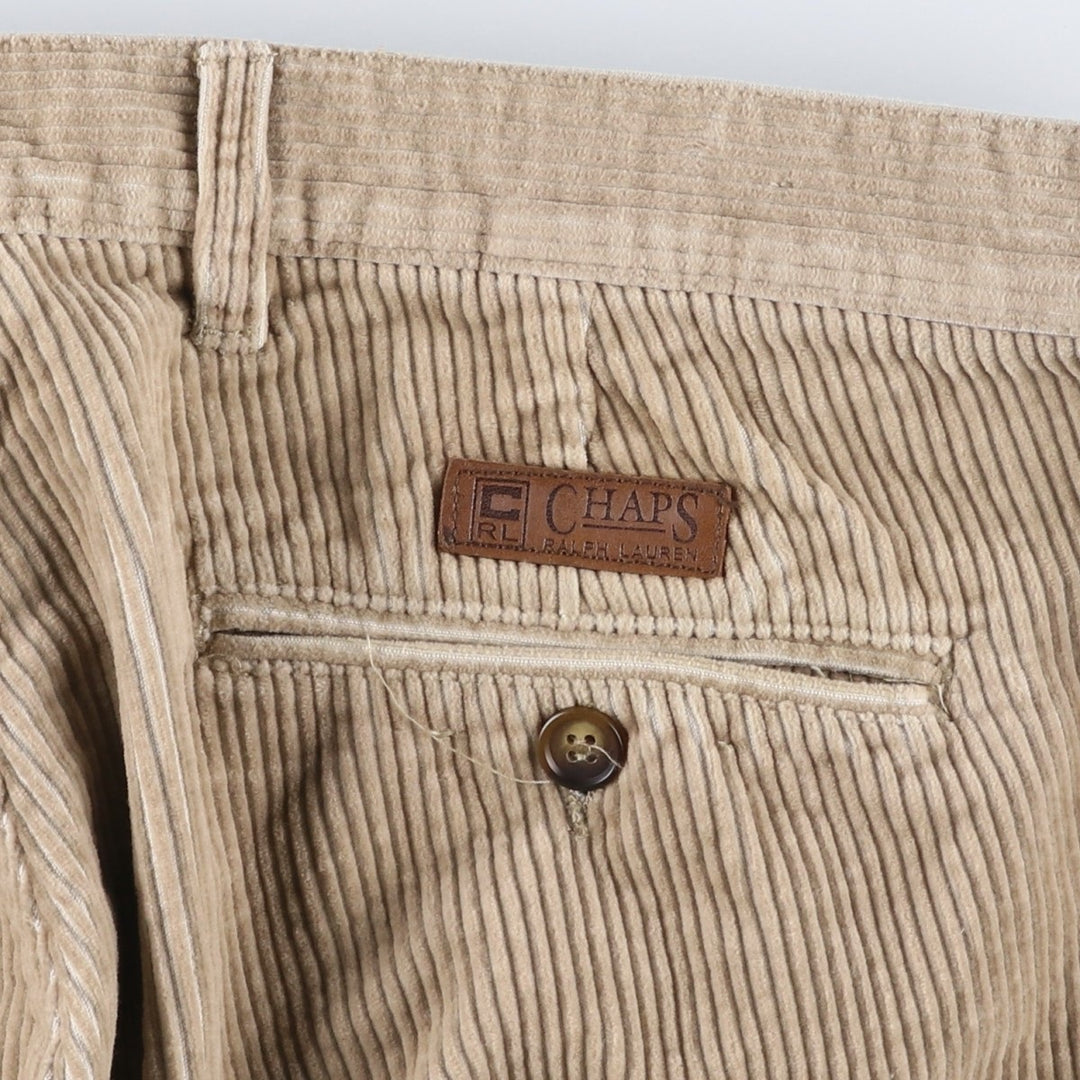 90'S Ralph Lauren CHAPS Two-pleat Corduroy Pants Men's W35 Vintage cotton beige type brown Vintage Second Hand
