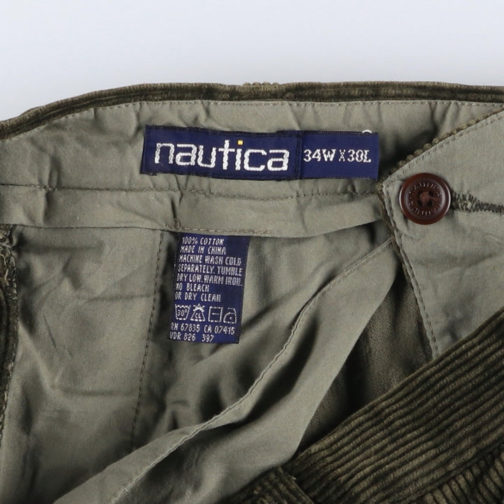 90'S Nautica Two-pleat Corduroy Pants, Men's, Vintage, Size 36 cotton Green type dark green Vintage Second Hand