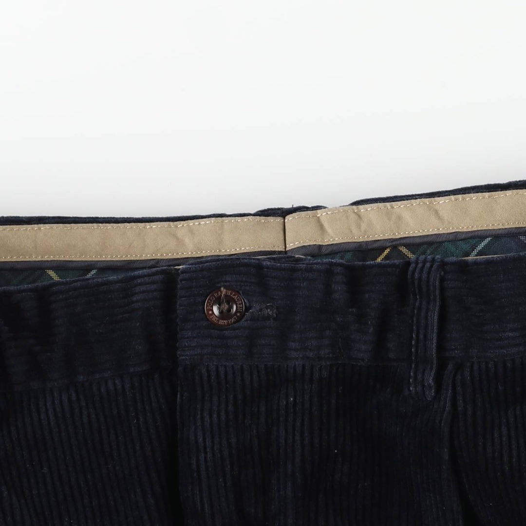 Ralph Lauren Polo by Ralph Lauren wide-ribbed corduroy pants, men's size W36. cotton navy blue type Vintage Second Hand