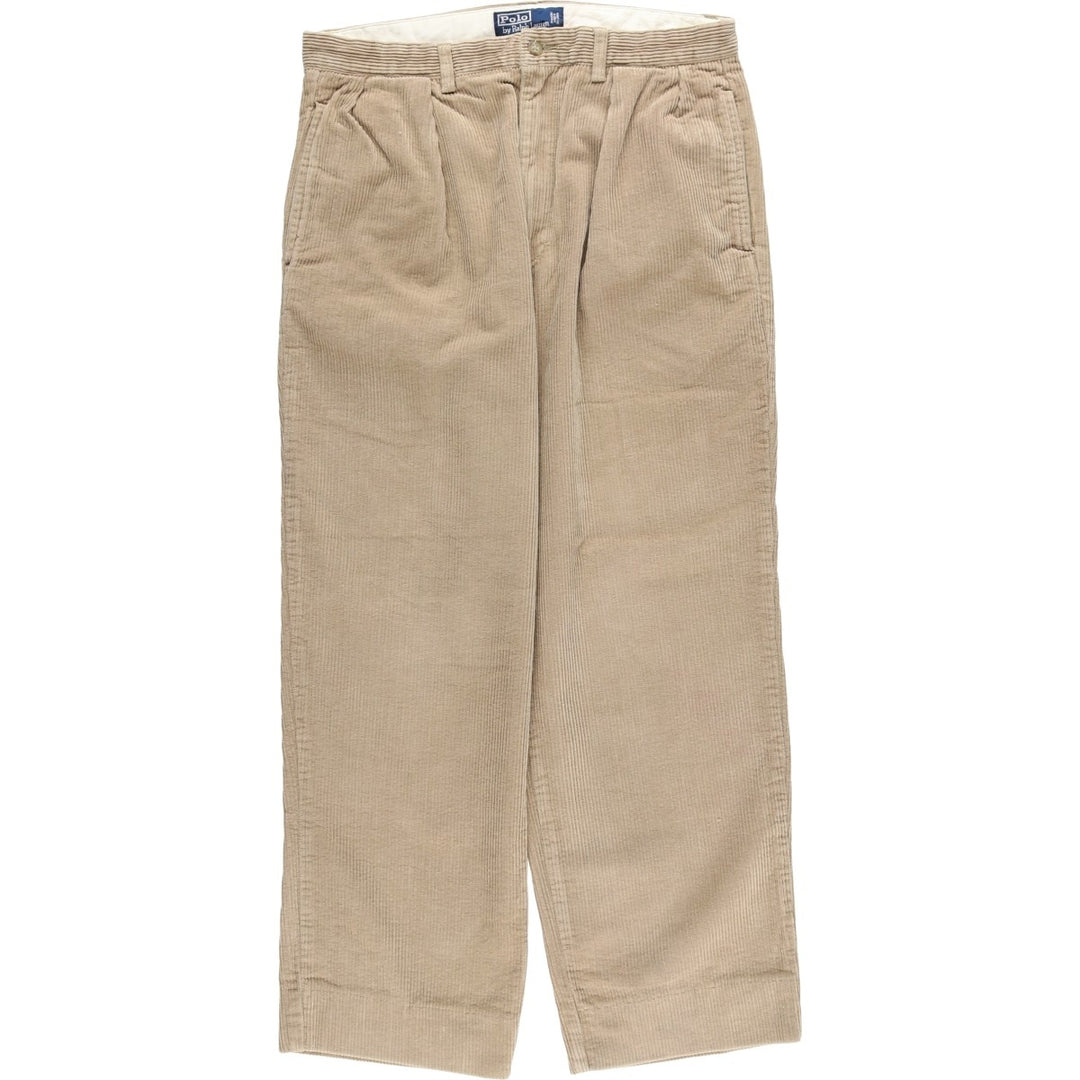 Ralph Lauren POLO by Ralph Lauren ANDREW PANT, two-pleat corduroy pants, men's, W33 equivalent cotton Beige type Vintage Second Hand