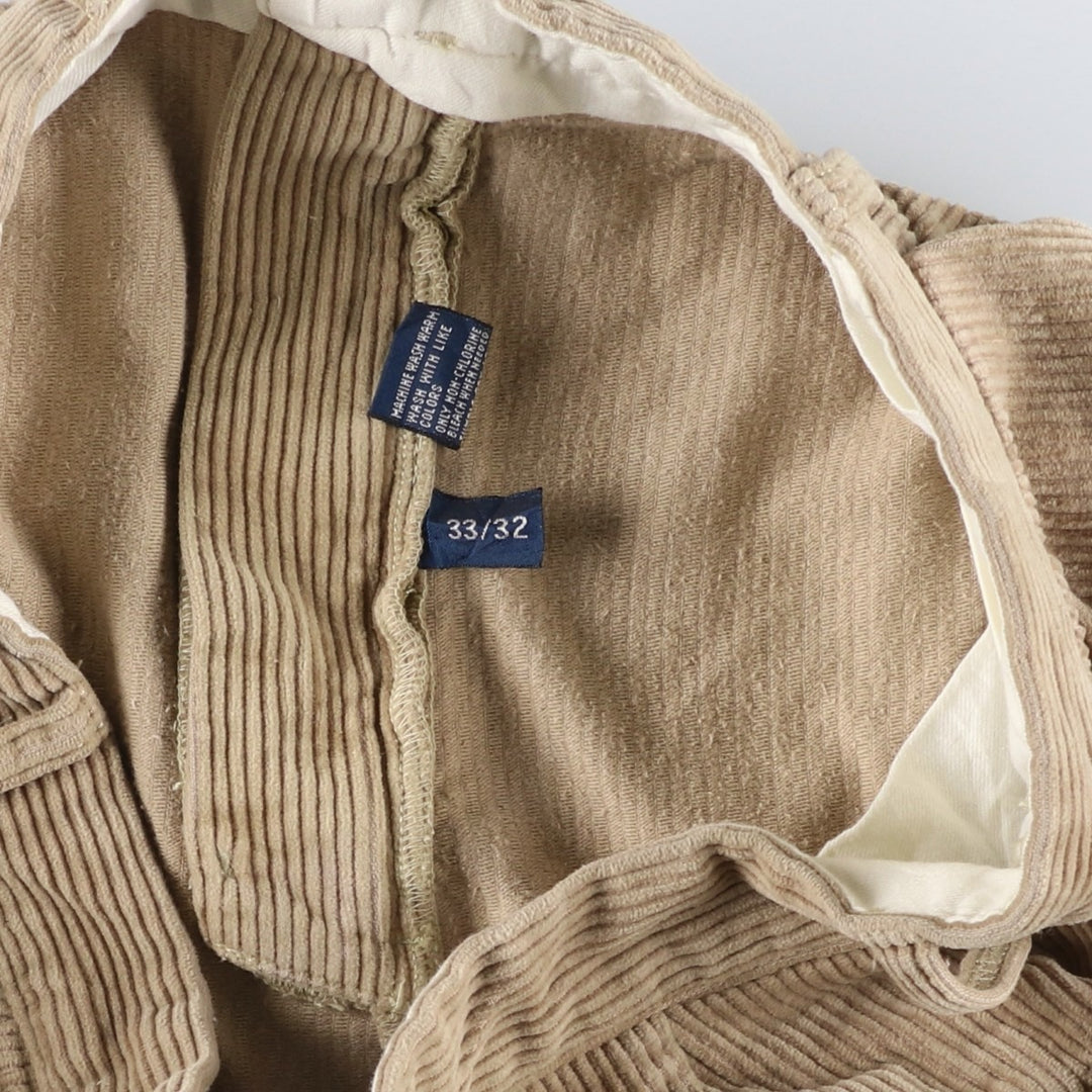Ralph Lauren POLO by Ralph Lauren ANDREW PANT, two-pleat corduroy pants, men's, W33 equivalent cotton Beige type Vintage Second Hand