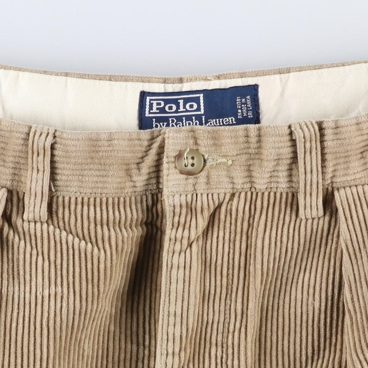 Ralph Lauren POLO by Ralph Lauren ANDREW PANT, two-pleat corduroy pants, men's, W33 equivalent cotton Beige type Vintage Second Hand
