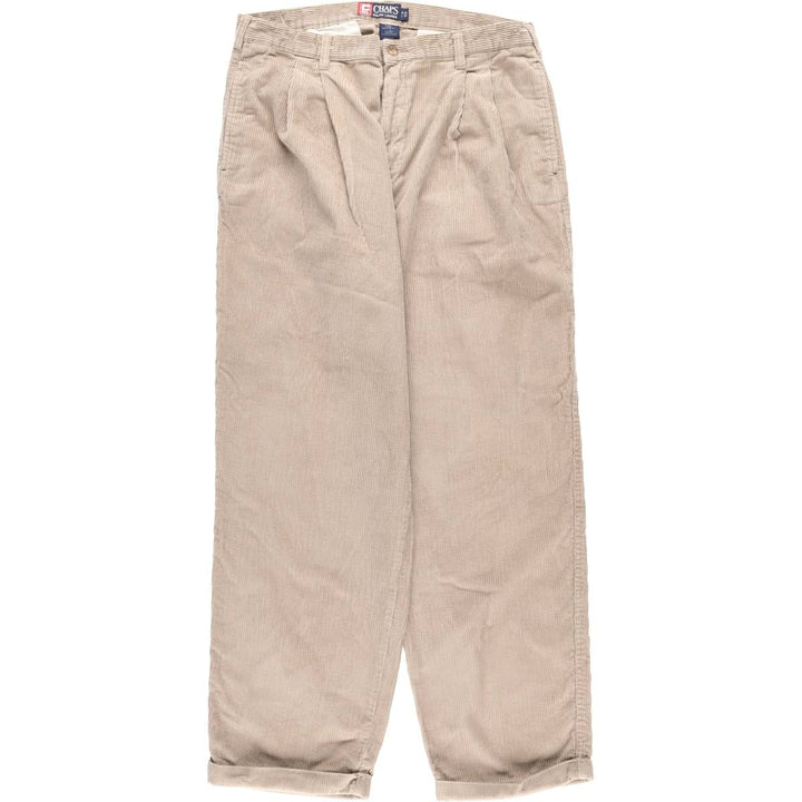 Ralph Lauren Chaps, wide ribbed, two-pleat corduroy pants, men's size W35. cotton Beige type Vintage Second Hand