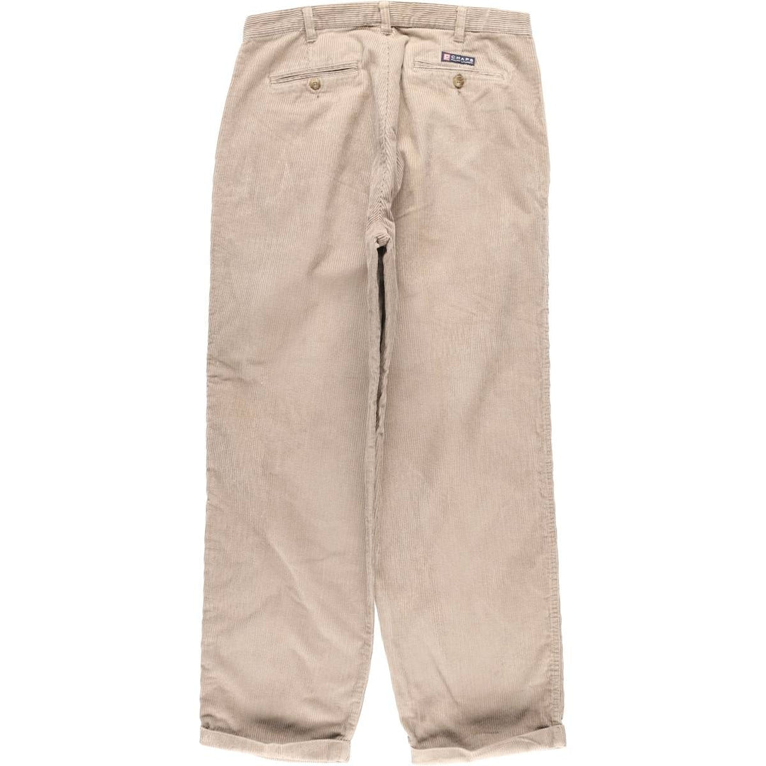 Ralph Lauren Chaps, wide ribbed, two-pleat corduroy pants, men's size W35. cotton Beige type Vintage Second Hand