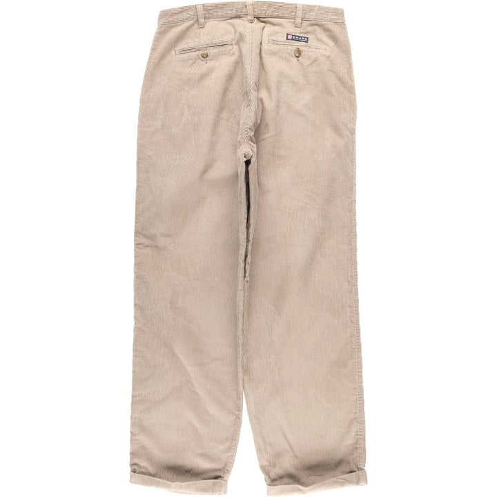 Ralph Lauren Chaps, wide ribbed, two-pleat corduroy pants, men's size W35. cotton Beige type Vintage Second Hand