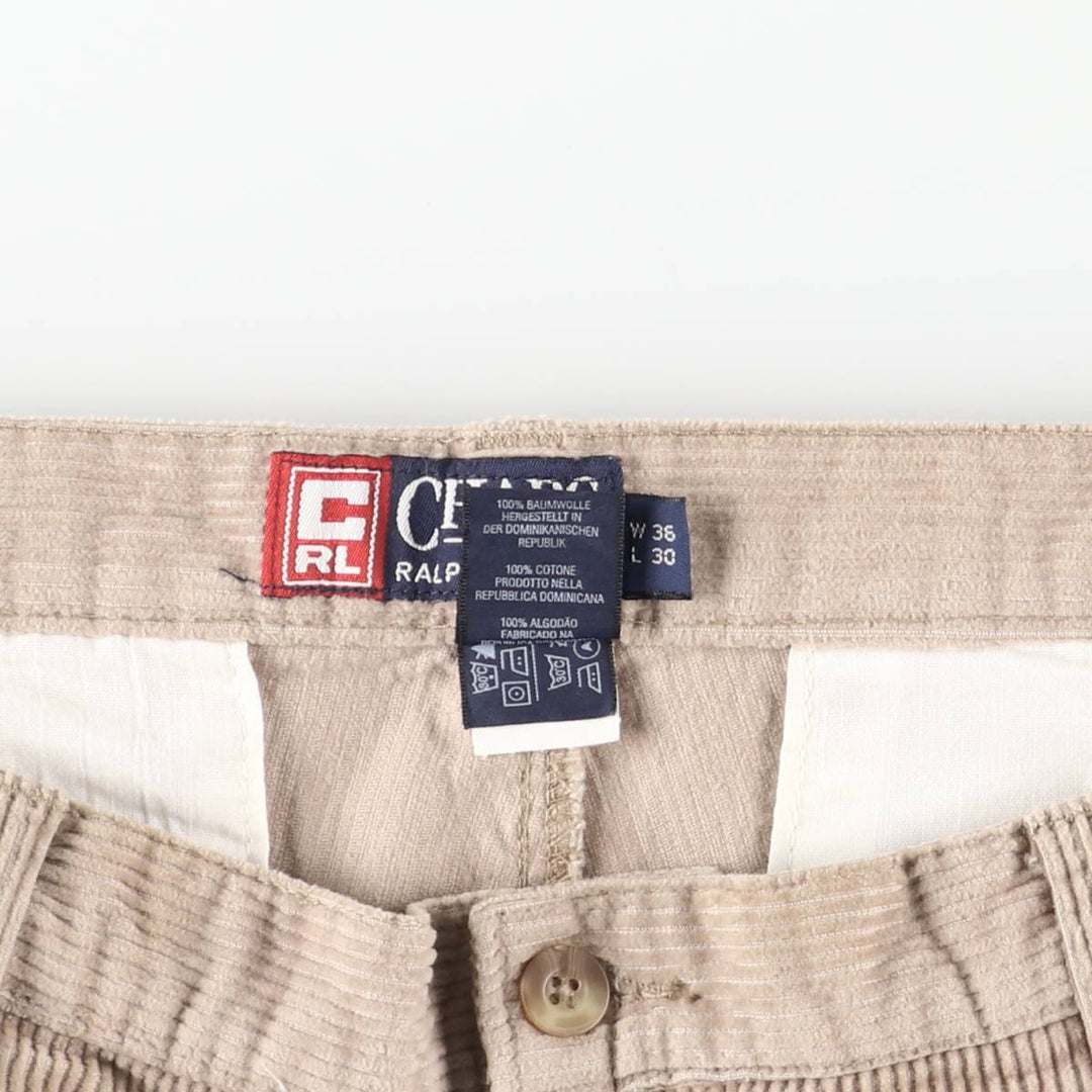 Ralph Lauren Chaps, wide ribbed, two-pleat corduroy pants, men's size W35. cotton Beige type Vintage Second Hand