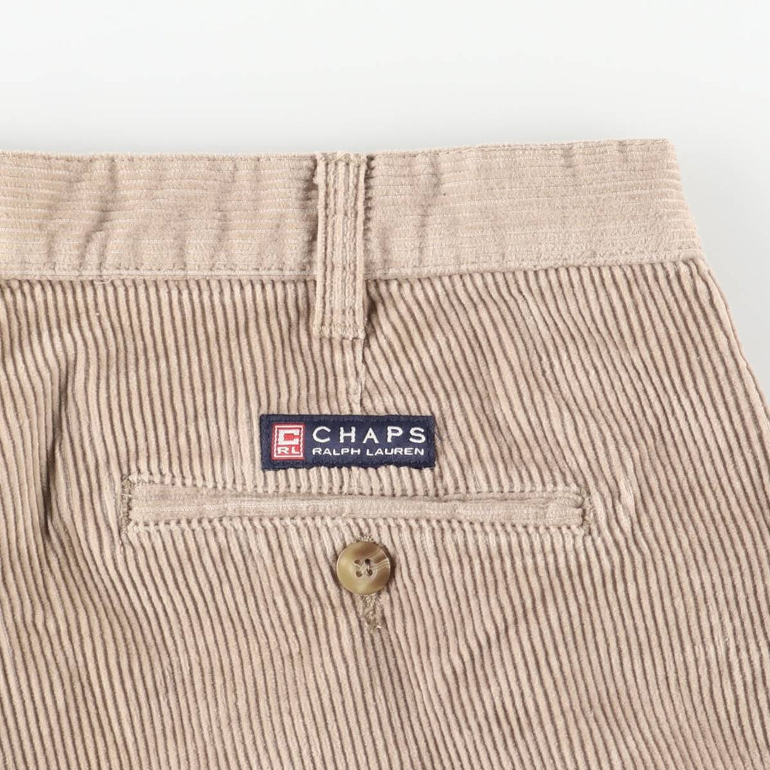 Ralph Lauren Chaps, wide ribbed, two-pleat corduroy pants, men's size W35. cotton Beige type Vintage Second Hand