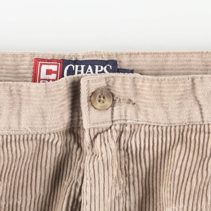 Ralph Lauren Chaps, wide ribbed, two-pleat corduroy pants, men's size W35. cotton Beige type Vintage Second Hand