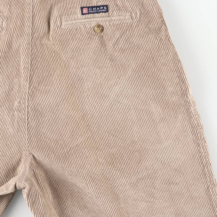 Ralph Lauren Chaps, wide ribbed, two-pleat corduroy pants, men's size W35. cotton Beige type Vintage Second Hand