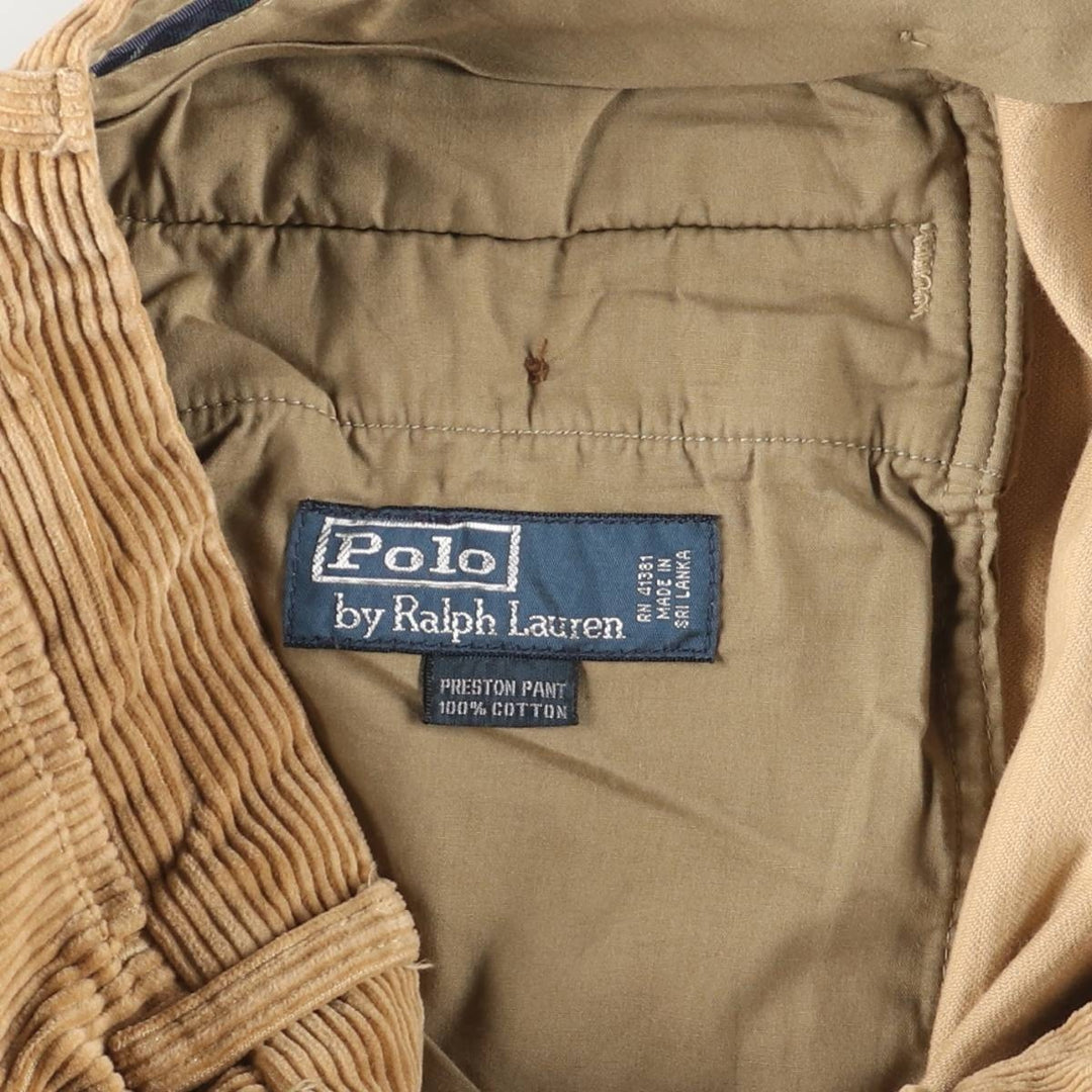 Ralph Lauren Polo by Ralph Lauren Preston Pant, wide ribbed corduroy pants, men's size W36 cotton beige type brown Vintage Second Hand
