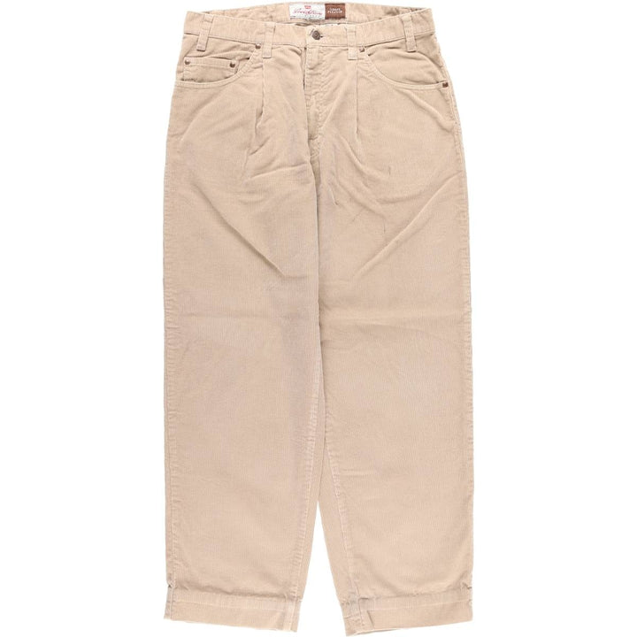 90'S Levi's SIGNATURE wide-ribbed, one-pleat corduroy pants, men's, size W34, vintage cotton Beige type Vintage Second Hand