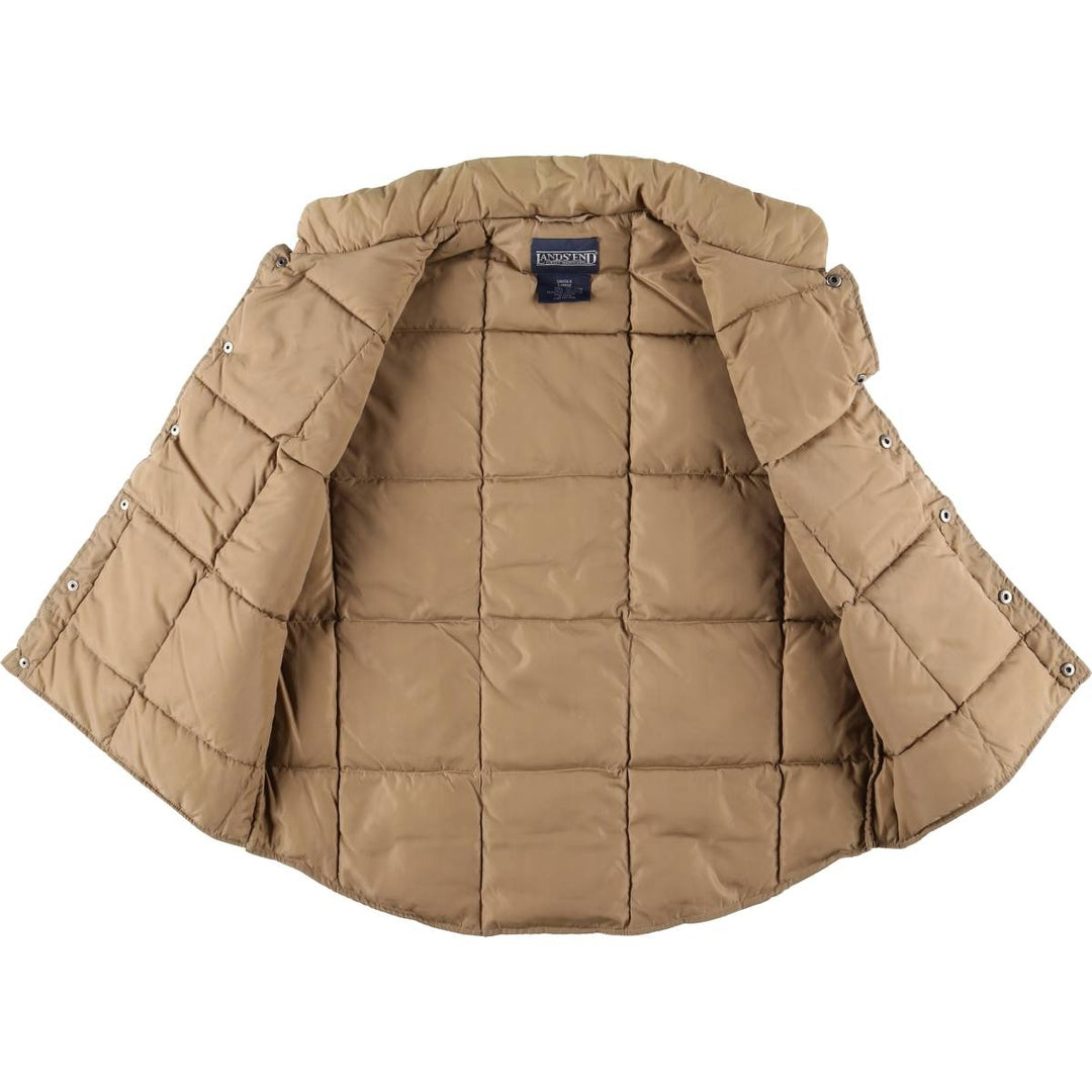 Vintage 80s-90'S Lands' End goose down vest, men's size L Nylon Beige type Vintage Second Hand