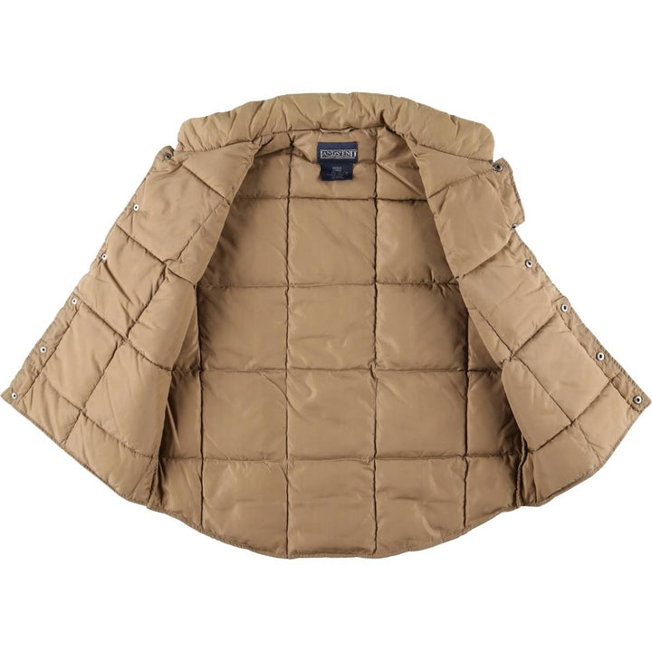 Vintage 80s-90'S Lands' End goose down vest, men's size L Nylon Beige type Vintage Second Hand